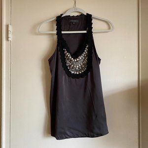 Gray Beaded Waverly Grey Tank Top, Size 4